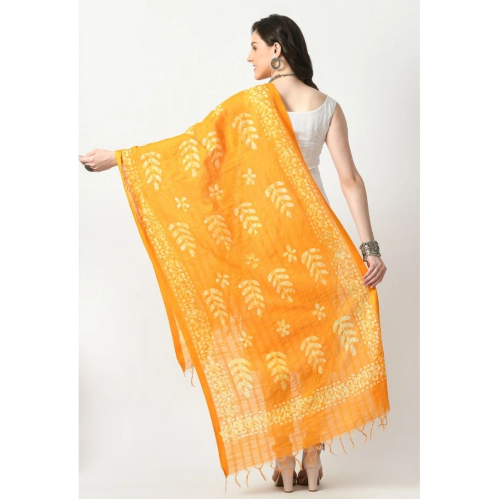 Women's Cotton Printed Dupatta (Yellow, Length:?Free Size) - Image 4