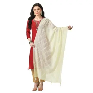 Women's Chanderi Self Design Dupatta (Off White, Length:?Free Size)