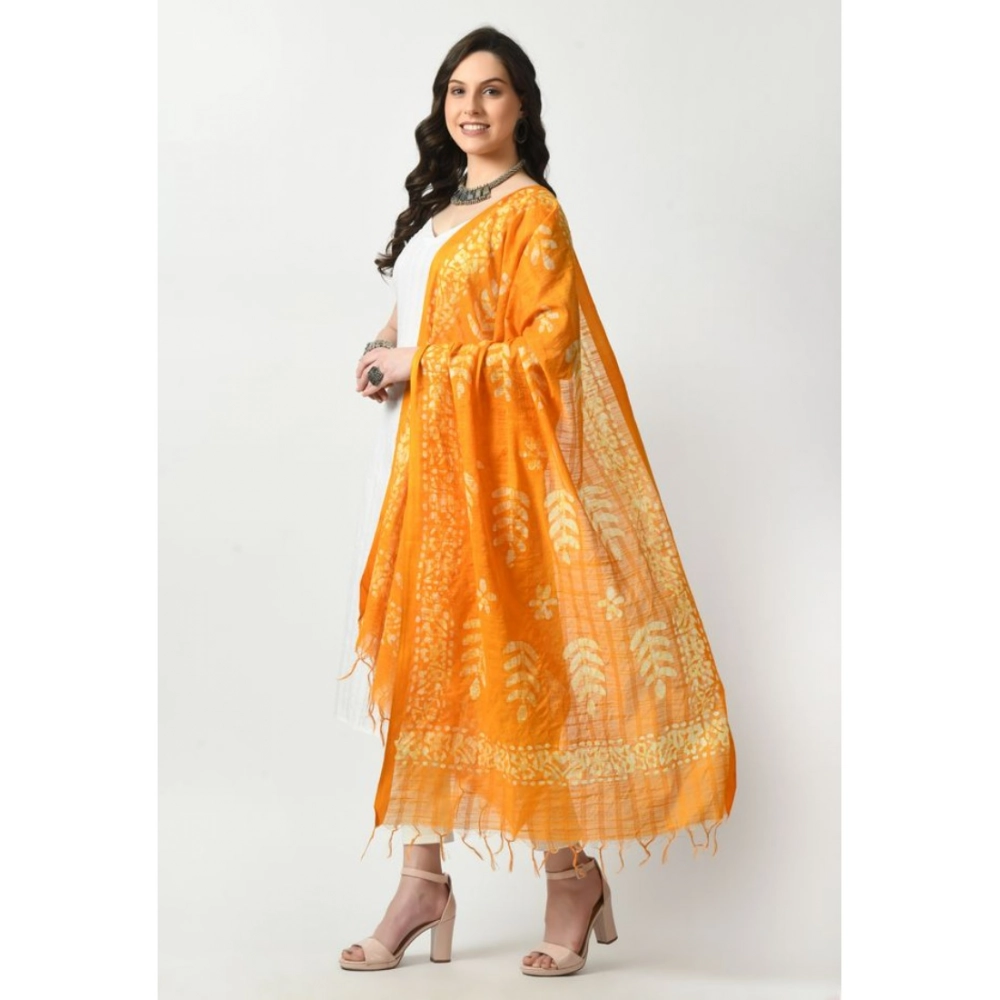 Women's Cotton Printed Dupatta (Yellow, Length:?Free Size) - Image 3