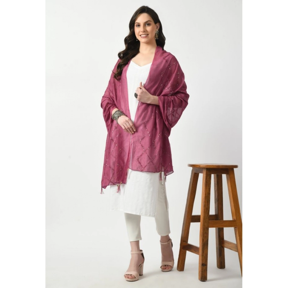 Women's Chanderi Self Design Dupatta (Levender, Length:?Free Size) - Image 2