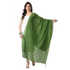Women's Chanderi Self Design Dupatta (Mehandi, Length:?Free Size)