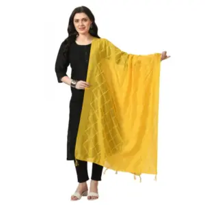 Women's Chanderi Self Design Dupatta (Yellow, Length:?Free Size)