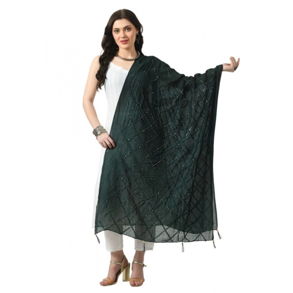 Women's Chanderi Self Design Dupatta (Green, Length:?Free Size)