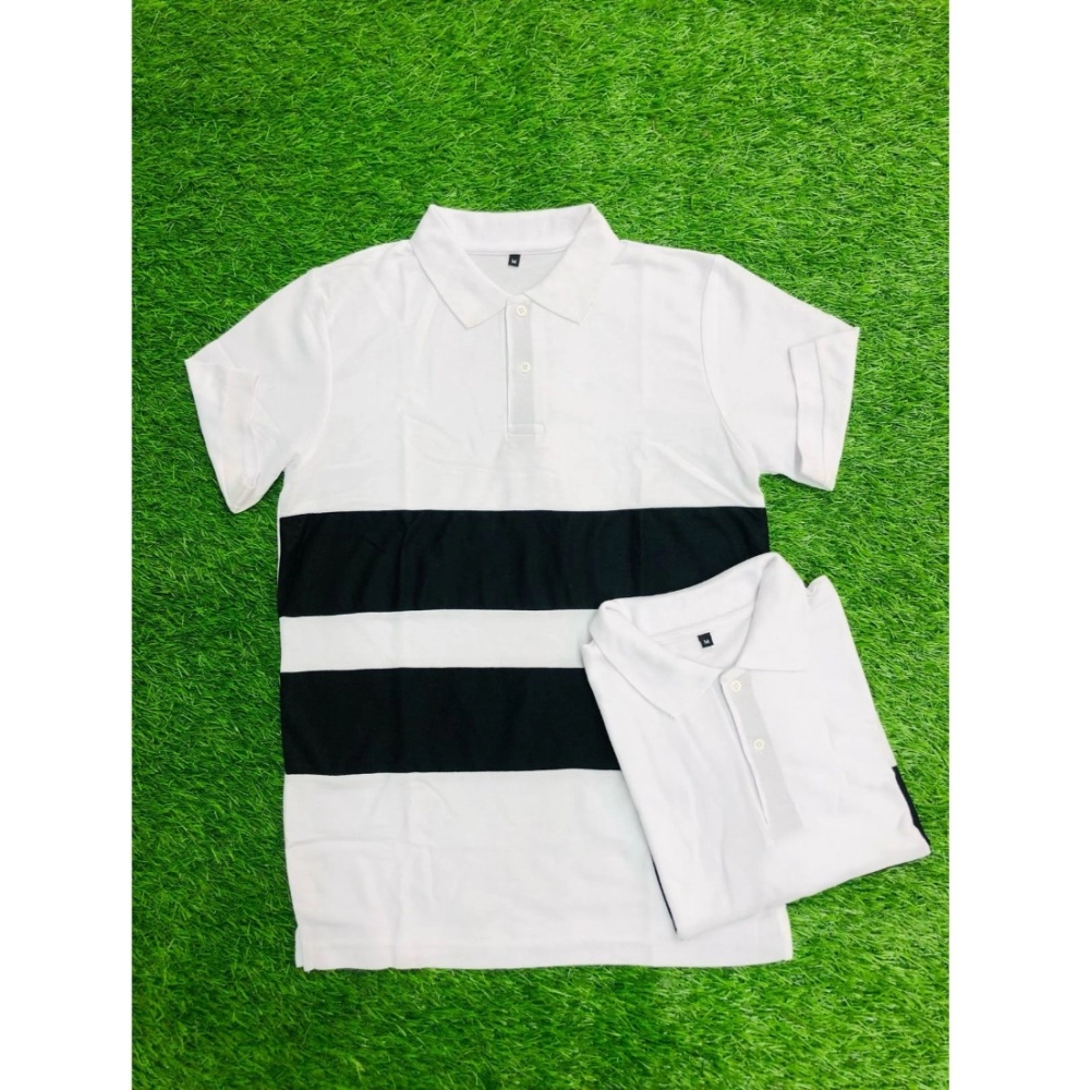 Men's?Casual Short Sleeves Cotton Polo Neck T-shirt (White) - Image 3