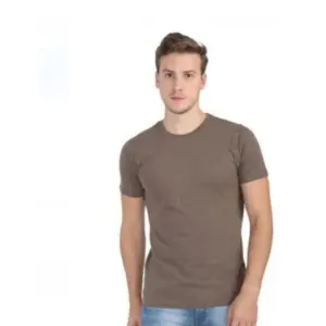 Men's?Casual Short Sleeves Cotton Round Neck T-shirt (Khaki)