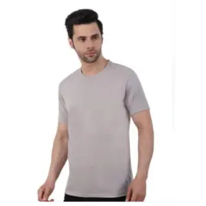 Men's?Casual Short Sleeves Cotton Round Neck T-shirt (Grey)