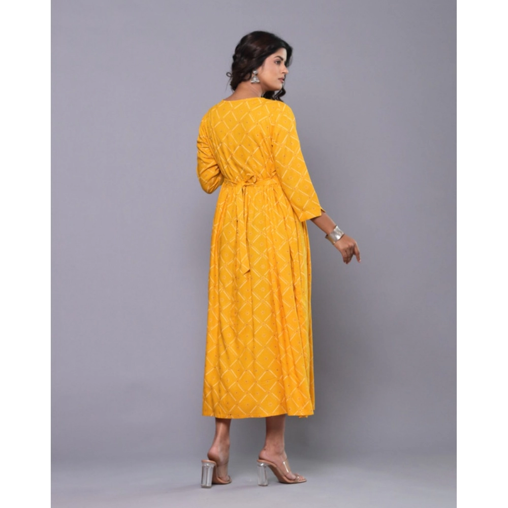 Women's Casual Viscose Rayon 3-4th Sleeve Maternity Kurti (Yellow) - Image 6