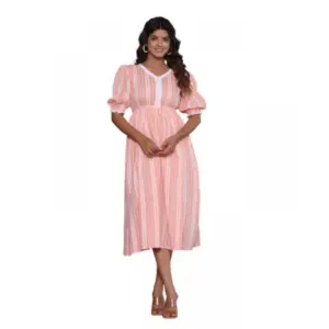 Women's Casual Cotton Blend Short Sleeve Gown (Orange)