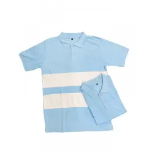 Men's?Casual Short Sleeves Cotton Polo Neck T-shirt (Aqua Blue)