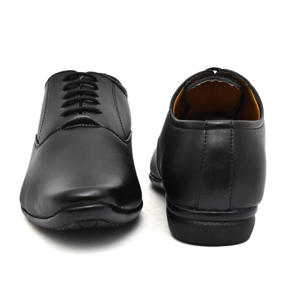 Men's Faux Leather Formal Shoes (Black) - Image 4