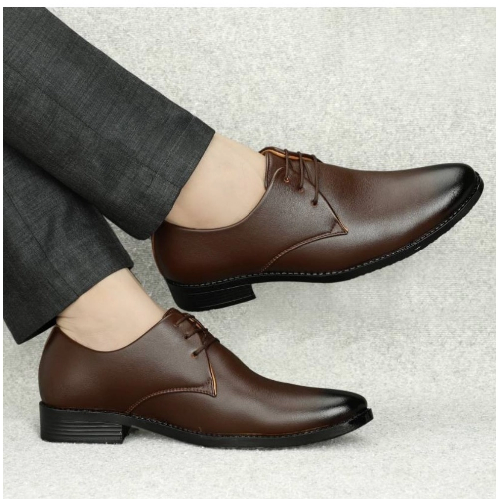 Men's Faux Leather Formal Shoes (Brown) - Image 3