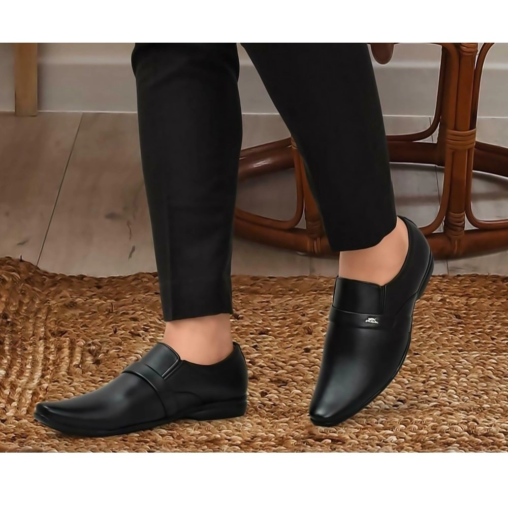 Men's Faux Leather Formal Shoes (Black) - Image 2