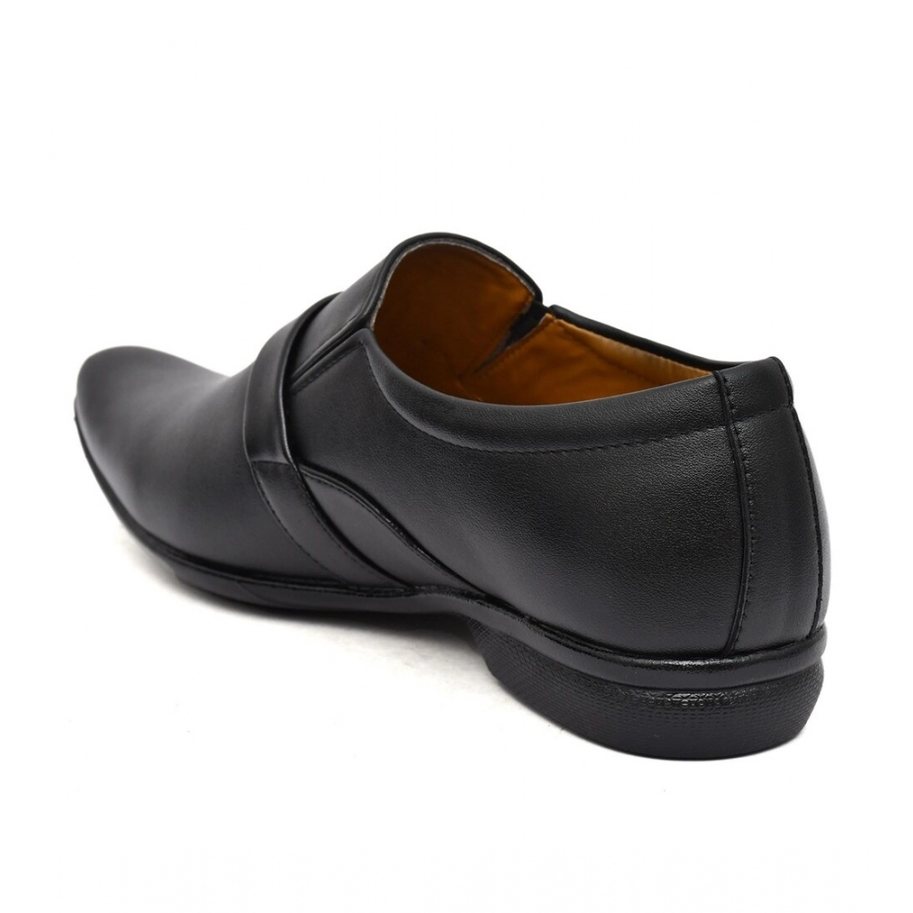 Men's Faux Leather Formal Shoes (Black) - Image 4
