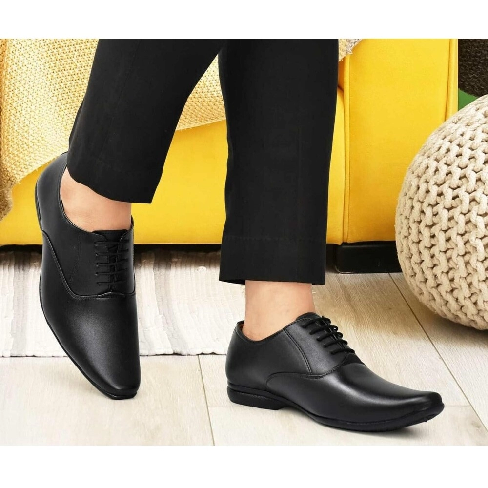 Men's Faux Leather Formal Shoes (Black) - Image 2