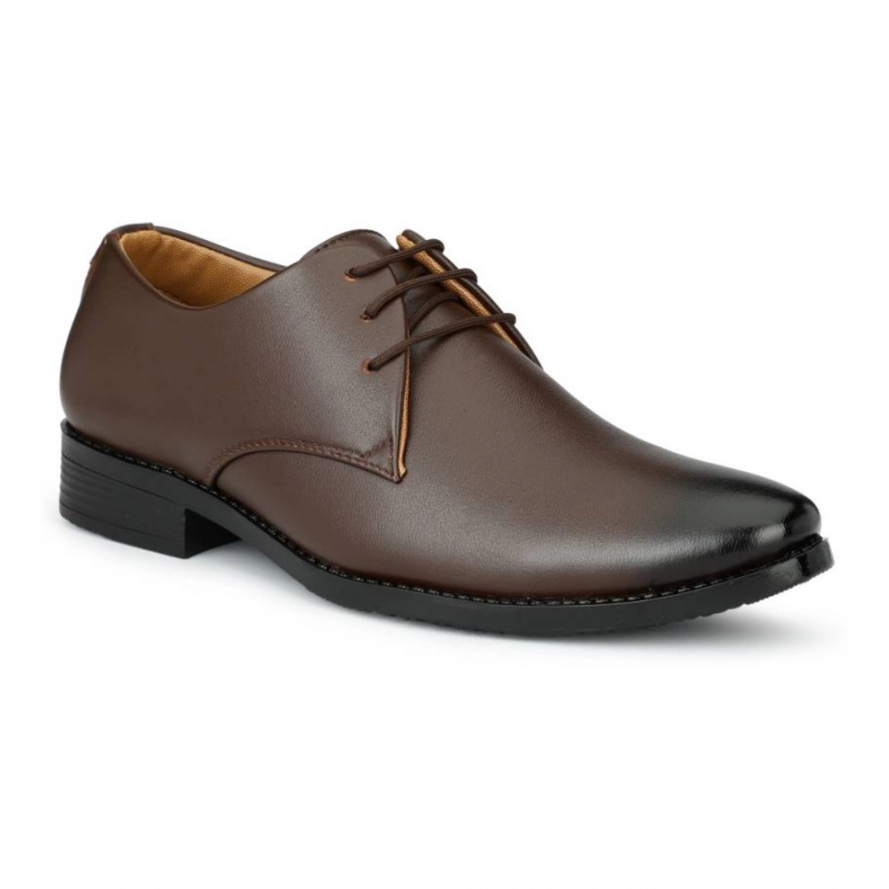 Men's Faux Leather Formal Shoes (Brown) - Image 2
