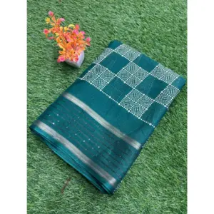 Women's Art Silk Printed Saree With Unstitched Blouse (Green, 5-5 Mtrs)
