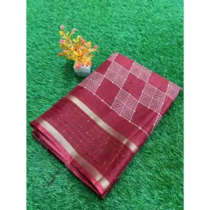 Women's Art Silk Printed Saree With Unstitched Blouse (Red, 5-5 Mtrs)