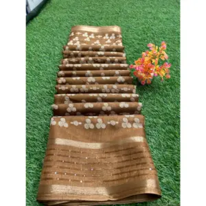 Women's Art Silk Printed Saree With Unstitched Blouse (Orange, 5-5 Mtrs)