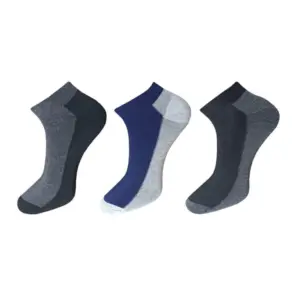 3_Pair Set Unisex Casual Cotton Solid Ankle Length Socks (Multicolor)