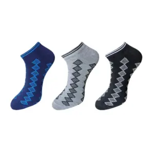 3_Pair Set Unisex Casual Cotton Printed Ankle Length Socks (Multicolor)