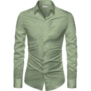 Men's Casual Floral Printed Cotton Blend Unstitched Shirt Fabric 1.6 Mtrs (Green)