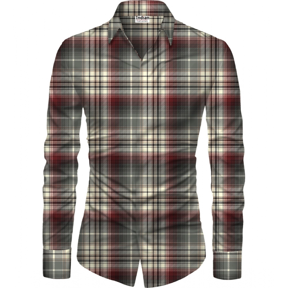 Men's Casual Floral Printed Cotton Blend Unstitched Shirt Fabric 1.6 Mtrs (Brown)