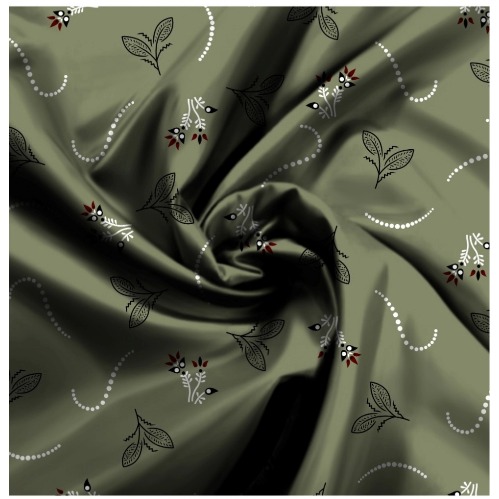 Men's Casual Floral Printed Cotton Blend Unstitched Shirt Fabric 1.6 Mtrs (Green) - Image 2