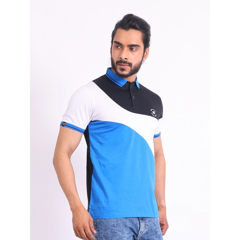 Men's Casual Cotton Printed Polo Neck Half Sleeve T-Shirt (Black) - Image 4