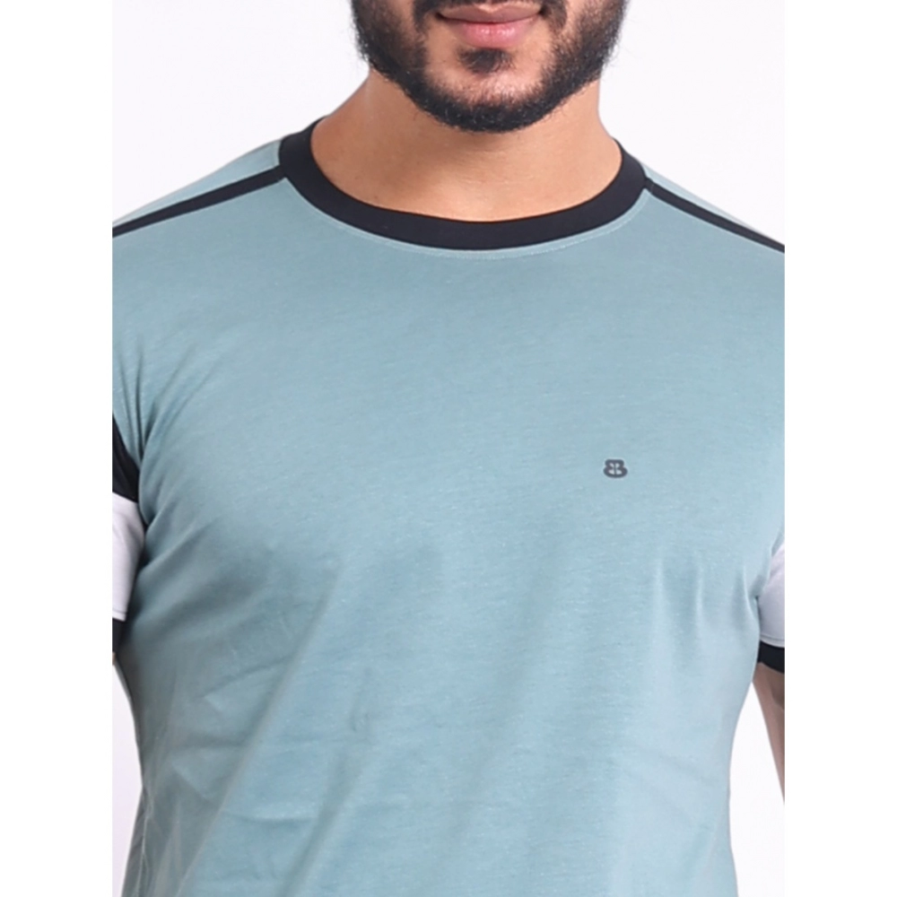 Men's Casual Cotton Printed Round Neck Half Sleeve T-Shirt (Grey) - Image 6
