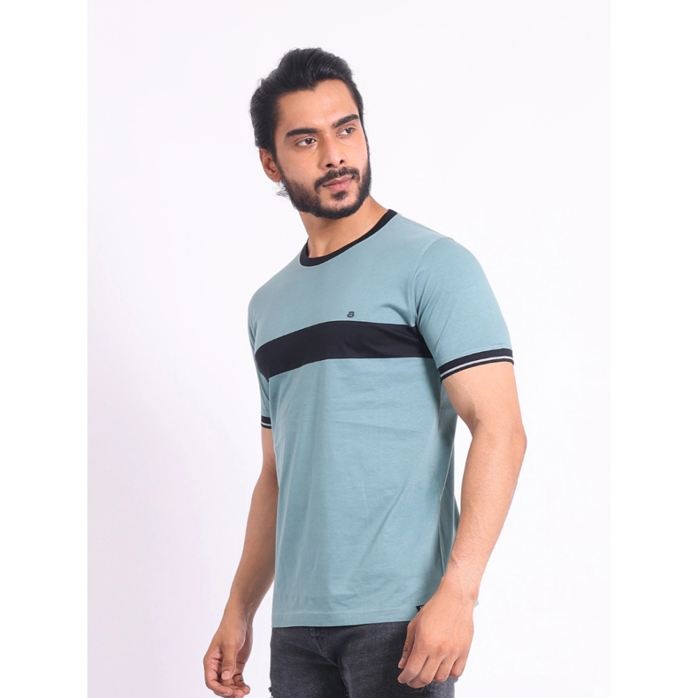 Men's Casual Cotton Printed Round Neck Half Sleeve T-Shirt (Grey) - Image 3