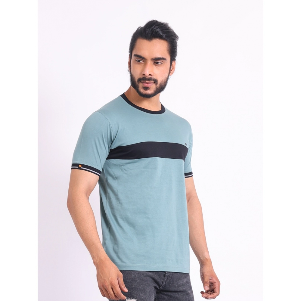 Men's Casual Cotton Printed Round Neck Half Sleeve T-Shirt (Grey) - Image 4
