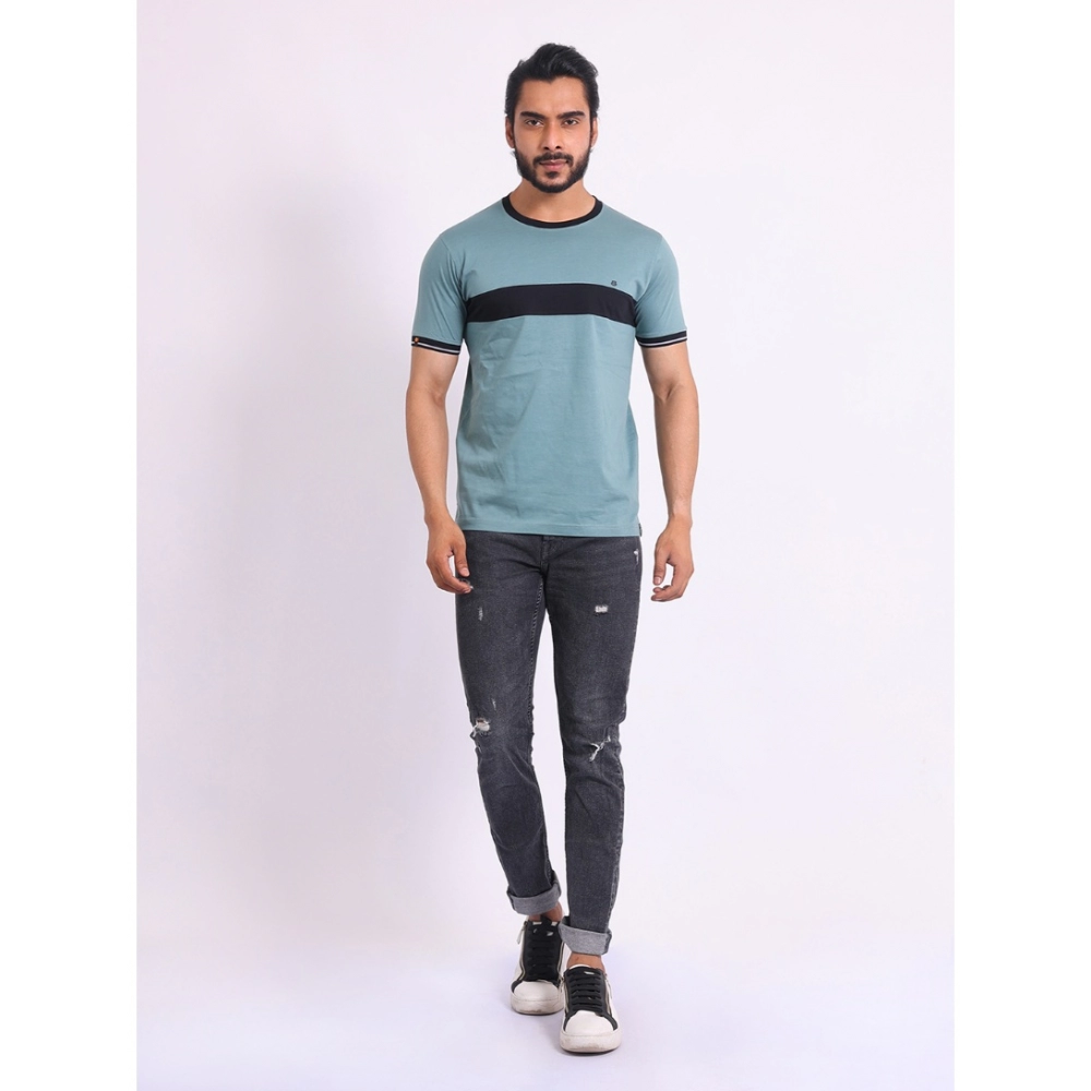 Men's Casual Cotton Printed Round Neck Half Sleeve T-Shirt (Grey) - Image 7