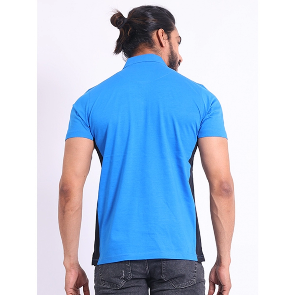Men's Casual Cotton Printed Polo Neck Half Sleeve T-Shirt (Inkblue) - Image 2