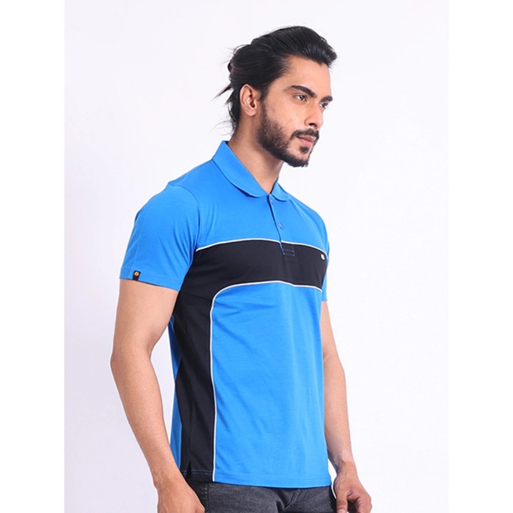 Men's Casual Cotton Printed Polo Neck Half Sleeve T-Shirt (Inkblue) - Image 3