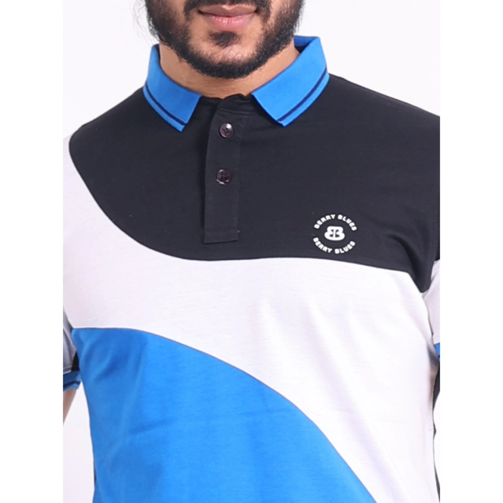 Men's Casual Cotton Printed Polo Neck Half Sleeve T-Shirt (Black) - Image 6