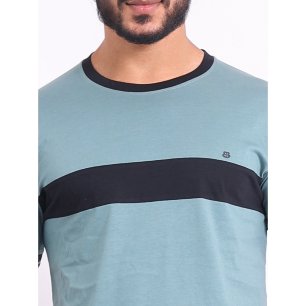 Men's Casual Cotton Printed Round Neck Half Sleeve T-Shirt (Grey) - Image 6