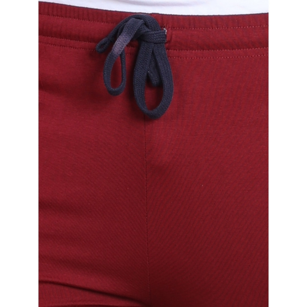 Men's Casual Cotton Striped Full Length Track Pant (Maroon) - Image 6