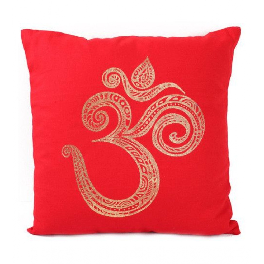 Pack Of_2 Cotton Printed Cushion Cover Sets (Red, Size: 16x16 In)
