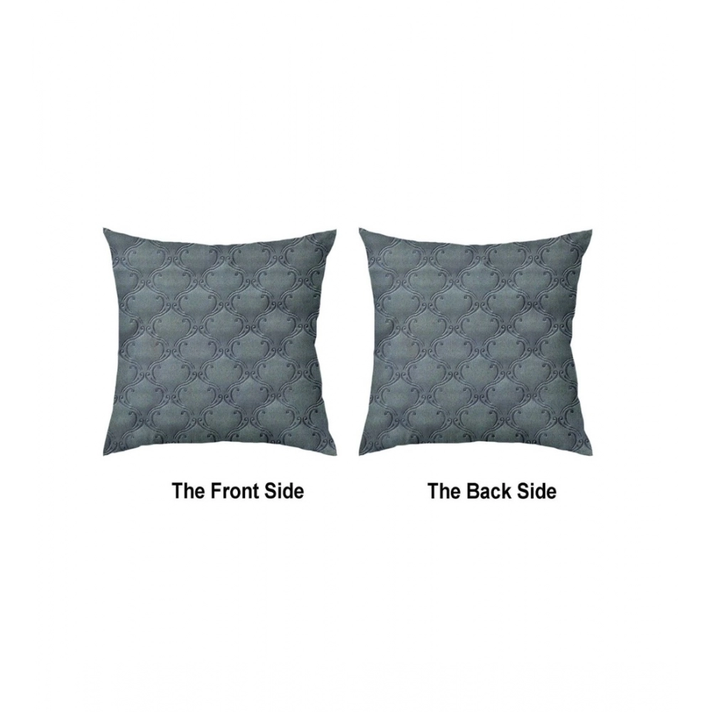 Pack Of_4 Velvet Printed Car Pillow Sets (Grey, Size: 12x12 In) - Image 3