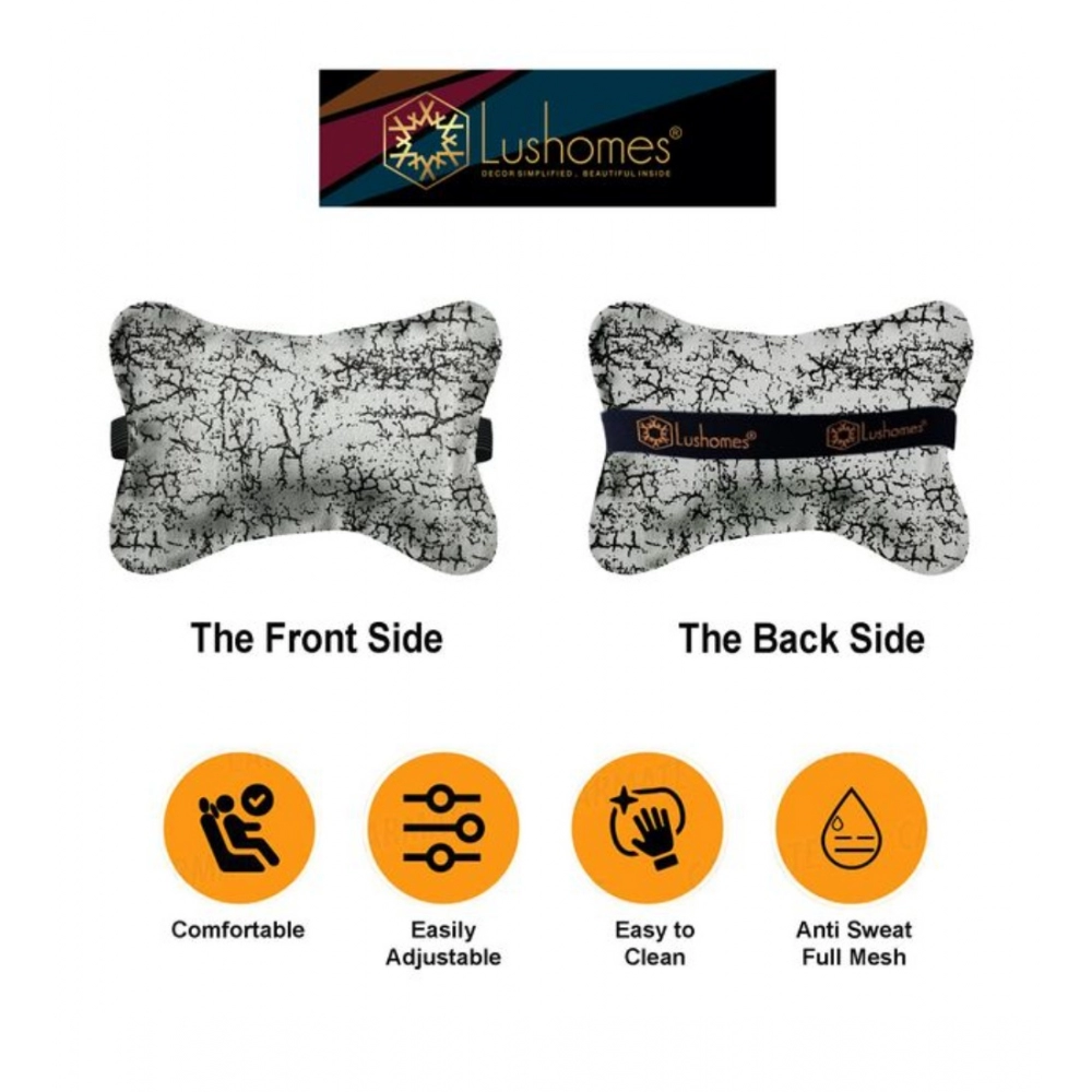 Pack Of_4 Velvet Printed Car Pillow Sets (Grey, Size: 12x12 In) - Image 2