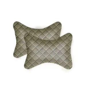 Pack Of_2 Wonder Foam Checked  Bone Neck Pillow (Grey, Size: 7x11 In)