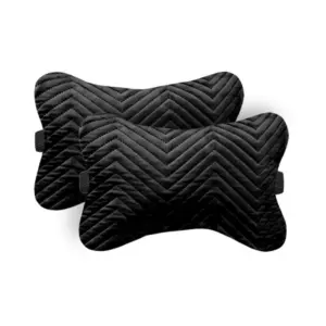 Pack Of_2 Velvet zig zag Bone Neck Pillow (Black, Size: 6x10 In)