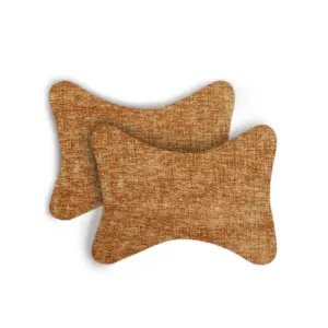 Pack Of_2 Polyester Solid Bone Neck Pillow (Ligtht Brown, Size: 7x11 In)