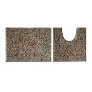 Polyester Knitted Bathmats Sets (Beige, Size: 16x24 In)