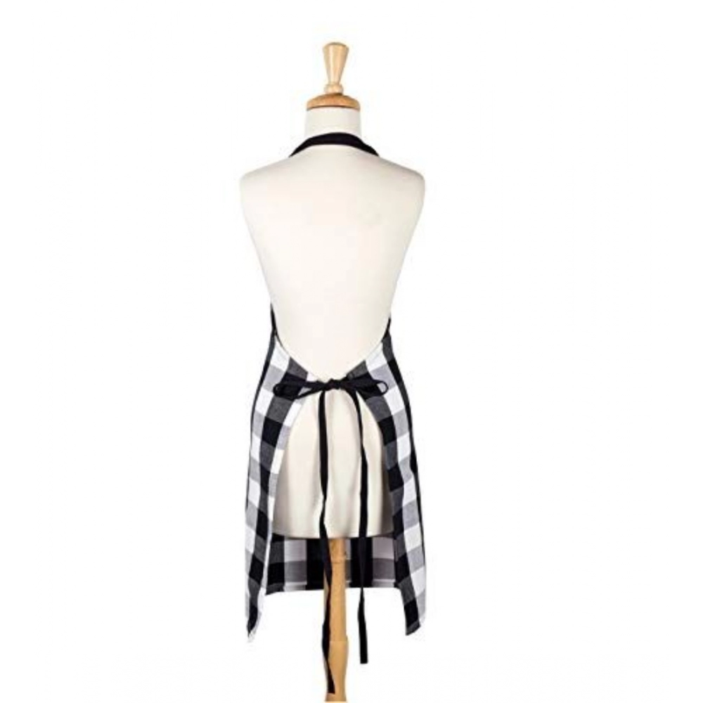 Cotton Checked Aprons (Black & White, Size: 28x32 In) - Image 3