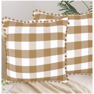 Polyester Solid Chairpads (Beige, Size: 16x16 In)