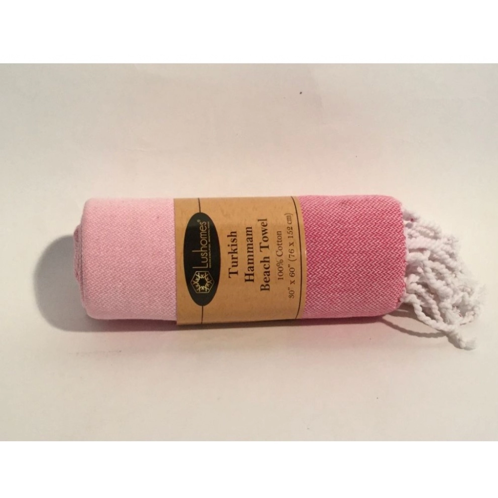Cotton Striped Bath Towels (Rose, Size: 30x59 In) - Image 2
