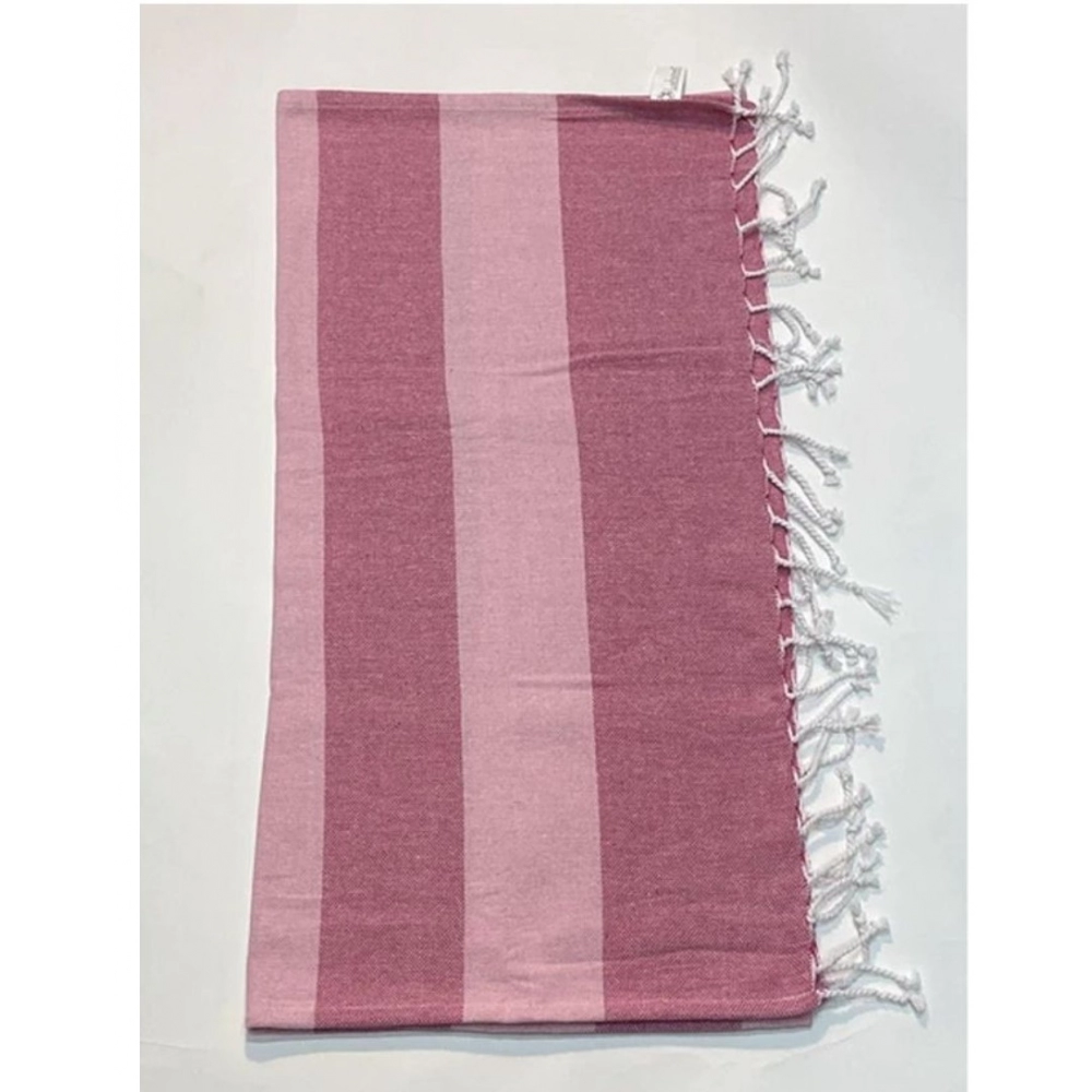 Cotton Striped Bath Towels (Rose, Size: 30x59 In) - Image 3