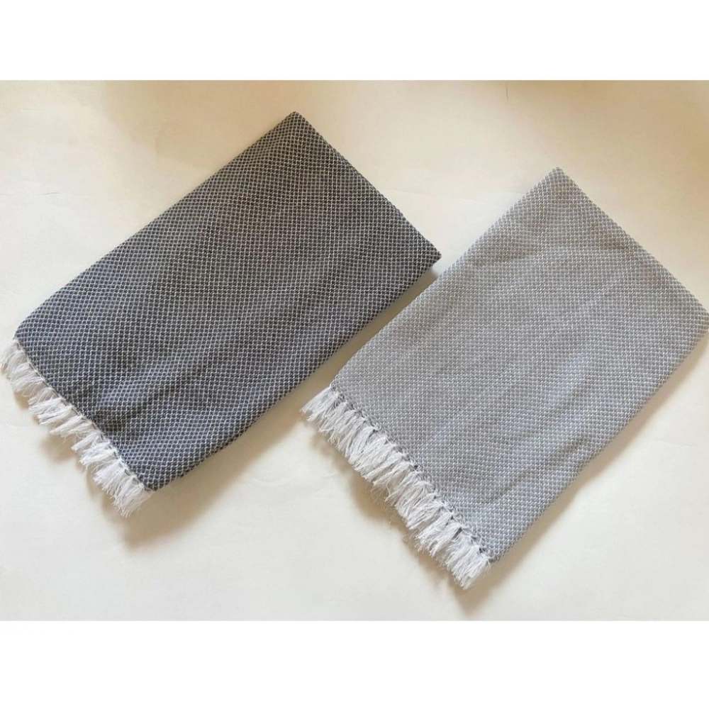 Pack Of_2 Cotton Checked Bath Towels (Grey, Size: 28x59 In) - Image 2