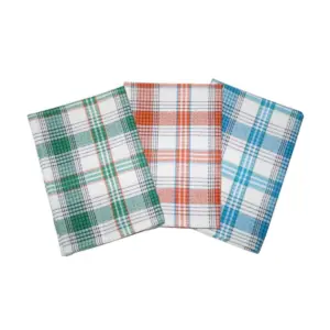 Pack Of_3 Cotton Checkered Kitchen Towel Sets (Multicolor, Size: 24x16 In)